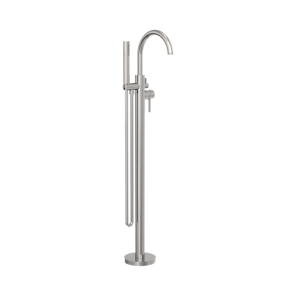 Nero Mecca Round Freestanding Mixer With Hand Shower Brushed Nickel - NR210903aBN