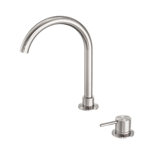 Nero Mecca Hob Basin Mixer Round Swivel Spout Brushed Nickel - NR221901bBN