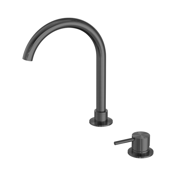 Nero Mecca Hob Basin Mixer Round Swivel Spout Gun Metal - NR221901bGM