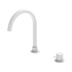 Nero Mecca Hob Basin Mixer Round Swivel Spout Matte White - NR221901bMW