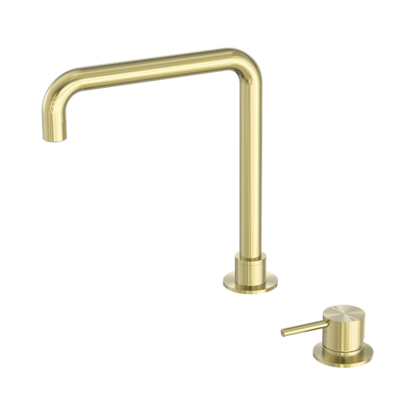 Nero Mecca Hob Basin Mixer Square Swivel Spout Brushed Gold - NR221901cBG