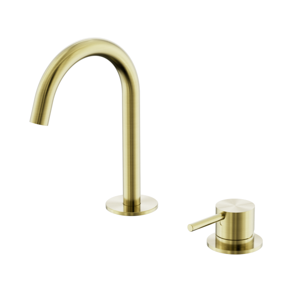 Nero Mecca Hob Baisn Mixer Set Arc Spout Brushed Gold - NR221901gBG
