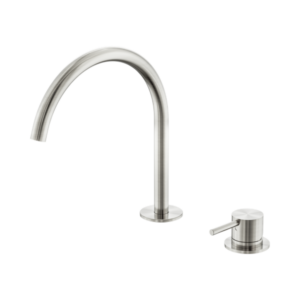 Nero Mecca Hob Bath/Kitchen Mixer Set Arc Spout Brushed Nickel - NR221901jBN