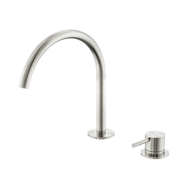 Nero Mecca Hob Bath/Kitchen Mixer Set Arc Spout Brushed Nickel - NR221901jBN
