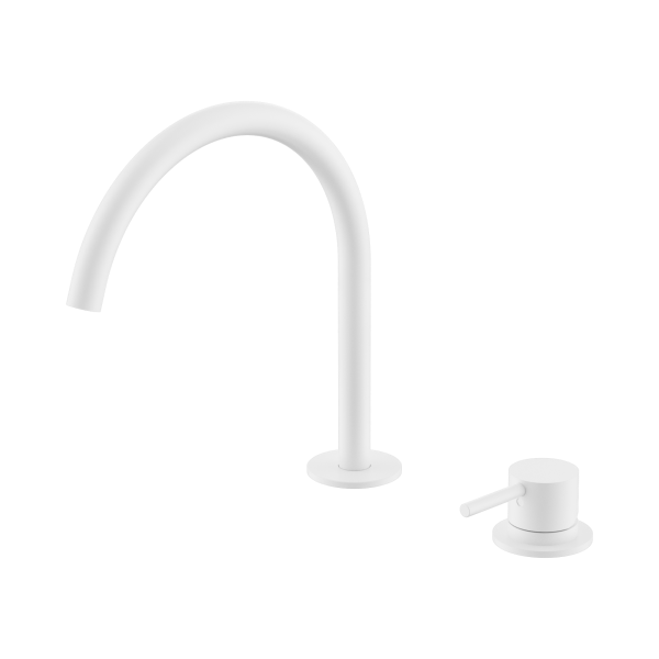 Nero Mecca Hob Bath/Kitchen Mixer Set Arc Spout Matte White - NR221901jMW