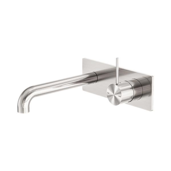 Nero Mecca Wall Basin/Bath Mixer Handle Up 120mm Brushed Nickel - NR221910B120BN