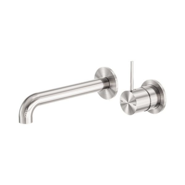Nero Mecca Wall Basin/Bath Mixer Separate Back Plate Handle Up 120mm Brushed Nickel - NR221910D120BN