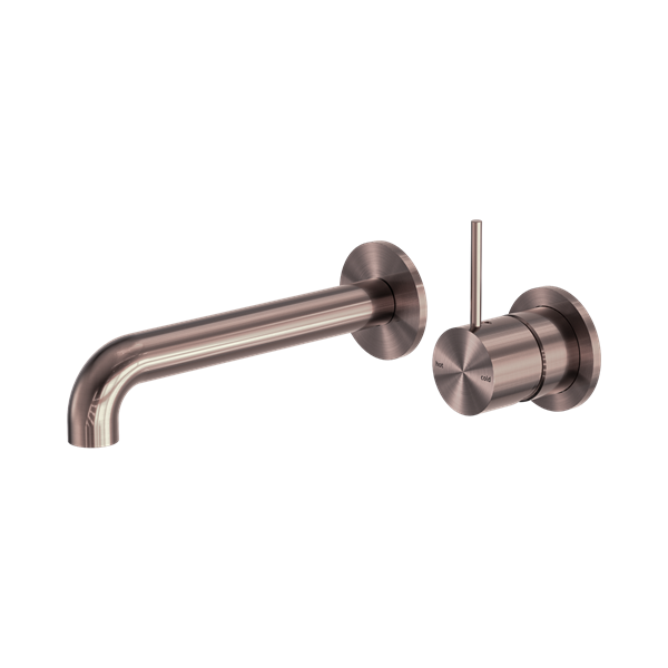 Nero Mecca Wall Basin/Bath Mixer Separate Back Plate Handle Up 120mm Brushed Bronze - NR221910D120BZ
