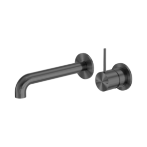 Nero Mecca Wall Basin/Bath Mixer Separate Back Plate Handle Up 120mm Gun Metal - NR221910D120GM
