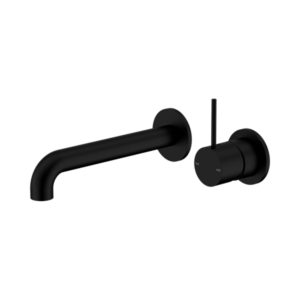 Nero Mecca Wall Basin/Bath Mixer Separate Back Plate Handle Up 120mm Matte Black - NR221910D120MB