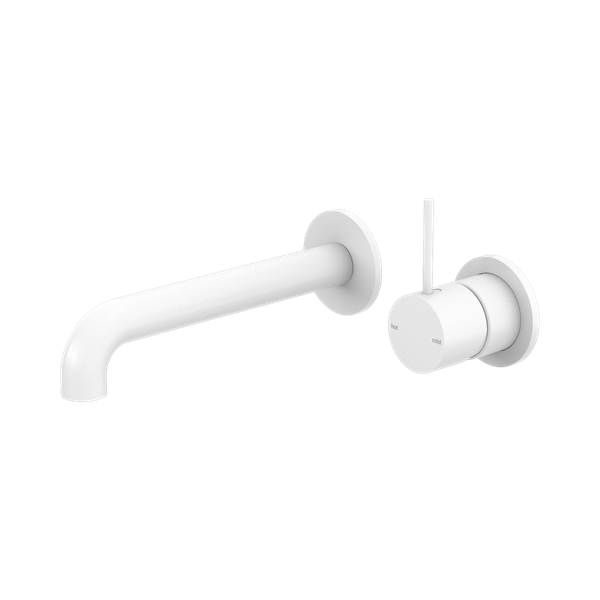 Nero Mecca Wall Basin/Bath Mixer Separate Back Plate Handle Up 120mm Matte White - NR221910D120MW