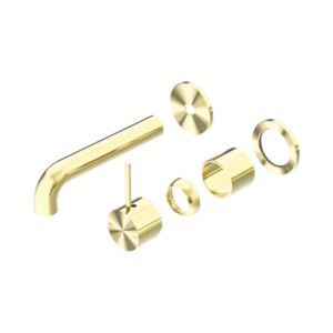 Nero Mecca Wall Basin/Bath Mixer Separate Back Plate Handle Up 120mm Trim Kits Only Brushed Gold - NR221910D120TBG