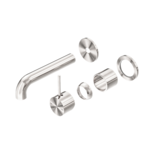 Nero Mecca Wall Basin/Bath Mixer Separate Back Plate Handle Up 120mm Trim Kits Only Brushed Nickel - NR221910D120TBN