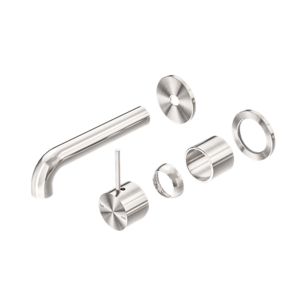 Nero Mecca Wall Basin/Bath Mixer Separate Back Plate Handle Up 120mm Trim Kits Only Brushed Nickel - NR221910D120TBN