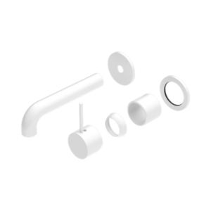 Nero Mecca Wall Basin/Bath Mixer Separate Back Plate Handle Up 120mm Trim Kits Only Matte White - NR221910D120TMW