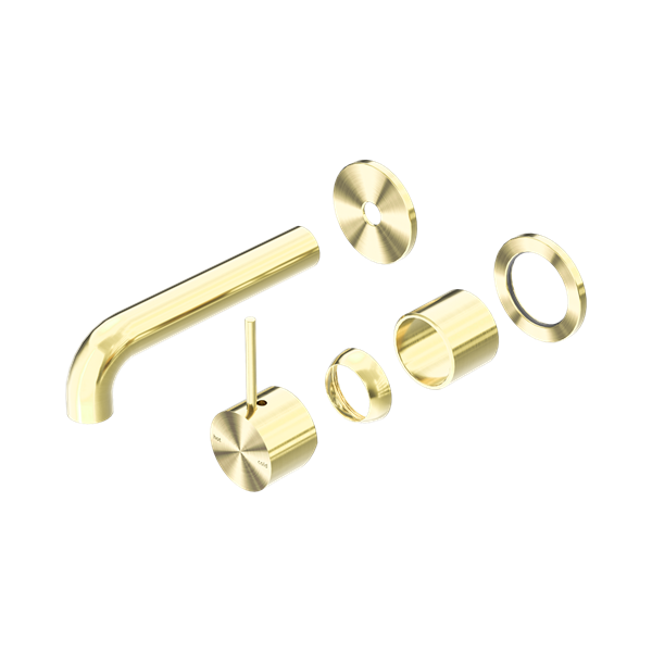 Nero Mecca Wall Basin/Bath Mixer Separate Back Plate Handle Up 160mm Trim Kits Only Brushed Gold - NR221910D160TBG