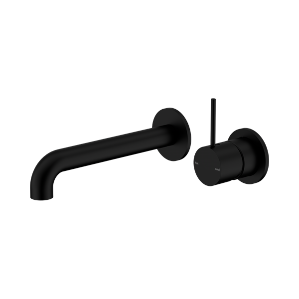 Nero Mecca Wall Basin/Bath Mixer Separate Back Plate Handle Up 185mm Matte Black - NR221910D185MB