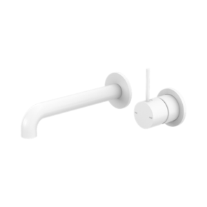 Nero Mecca Wall Basin/Bath Mixer Separate Back Plate Handle Up 185mm Matte White - NR221910D185MW