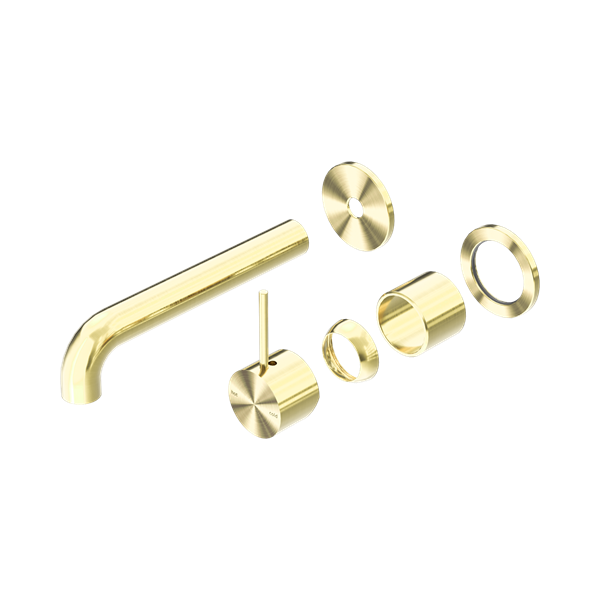 Nero Mecca Wall Basin/Bath Mixer Separate Back Plate Handle Up 185mm Trim Kits Only Brushed Gold - NR221910D185TBG