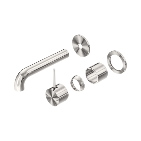 Nero Mecca Wall Basin/Bath Mixer Separate Back Plate Handle Up 185mm Trim Kits Only Brushed Nickel - NR221910D185TBN