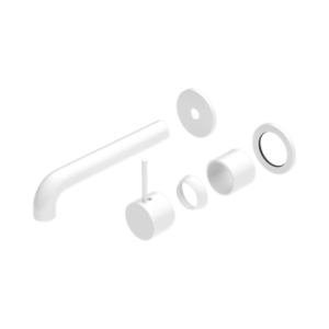 Nero Mecca Wall Basin/Bath Mixer Separate Back Plate Handle Up 185mm Trim Kits Only Matte White - NR221910D185TMW