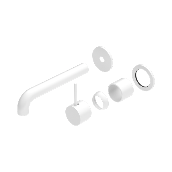 Nero Mecca Wall Basin/Bath Mixer Separate Back Plate Handle Up 185mm Trim Kits Only Matte White - NR221910D185TMW