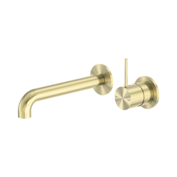 Nero Mecca Wall Basin/Bath Mixer Separate Back Plate Handle Up 230mm Brushed Gold - NR221910D230BG