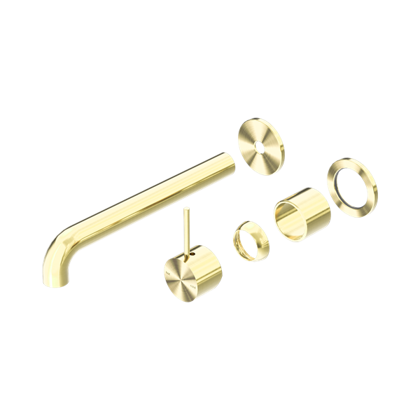 Nero Mecca Wall Basin/Bath Mixer Separate Back Plate Handle Up 230mm Trim Kits Only Brushed Gold - NR221910D230TBG