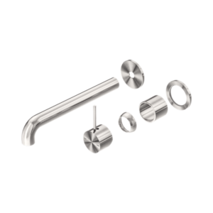 Nero Mecca Wall Basin/Bath Mixer Separate Back Plate Handle Up 230mm Trim Kits Only Brushed Nickel - NR221910D230TBN
