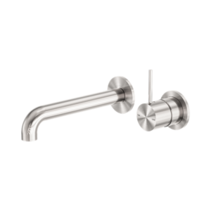 Nero Mecca Wall Basin/Bath Mixer Separate Back Plate Handle Up 260mm Brushed Nickel - NR221910D260BN