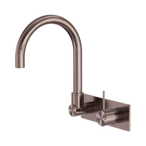 Nero Mecca Wall Basin/Bath Mixer Swivel Spout Handle Up Brushed Bronze - NR221910PBZ