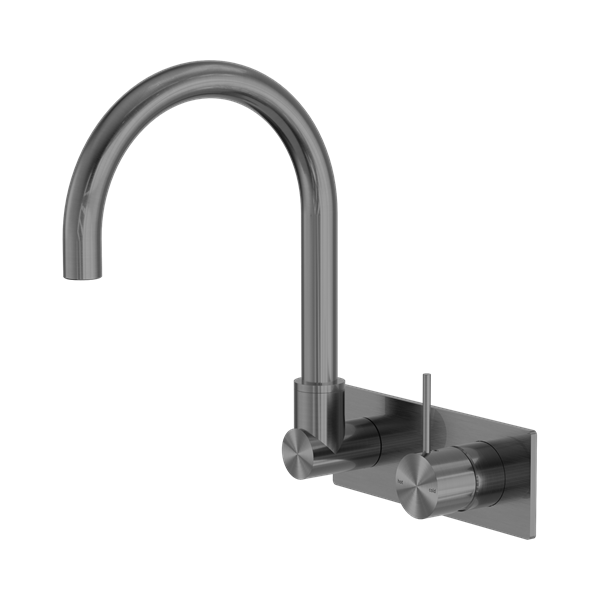 Nero Mecca Wall Basin/Bath Mixer Swivel Spout Handle Up Gun Metal - NR221910PGM