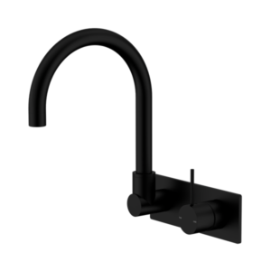 Nero Mecca Wall Basin/Bath Mixer Swivel Spout Handle Up Matte Black - NR221910PMB