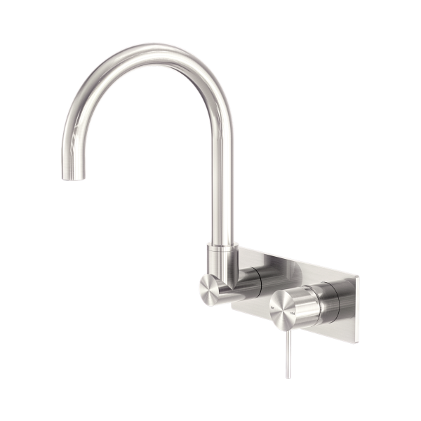 Nero Mecca Wall Basin/Bath Mixer Swivel Spout Brushed Nickel - NR221910QBN
