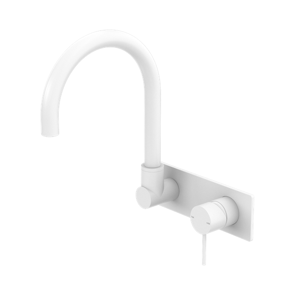Nero Mecca Wall Basin/Bath Mixer Swivel Spout Matte White - NR221910QMW