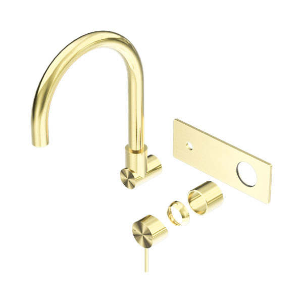 Nero Mecca Wall Basin/Bath Mixer Swivel Spout Trim Kits Only Brushed Gold - NR221910QTBG