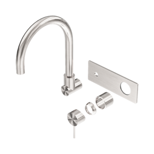 Nero Mecca Wall Basin/Bath Mixer Swivel Spout Trim Kits Only Brushed Nickel - NR221910QTBN