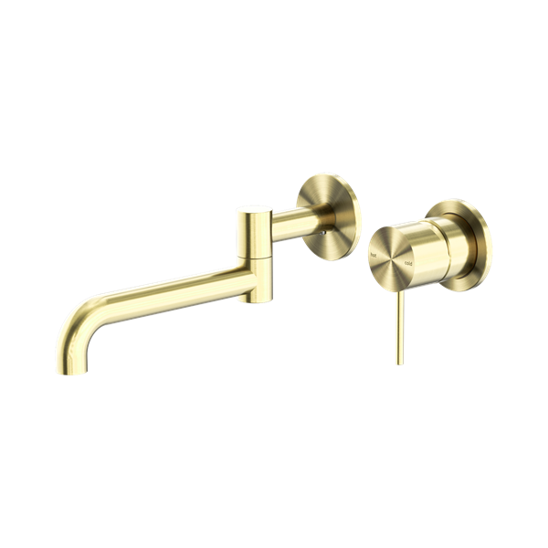 Nero Mecca Wall Basin/Bath Mixer Swivel Spout 225mm Brushed Gold - NR221910RBG