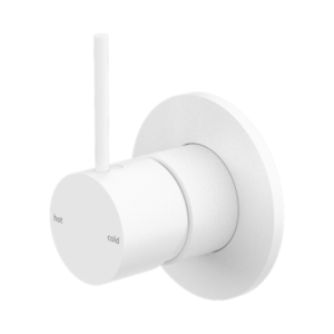 Nero Mecca Shower Mixer Handle Up 80mm Plate Matte White - NR221911BMW