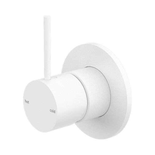 Nero Mecca Shower Mixer Handle Up 80mm Plate Matte White - NR221911BMW
