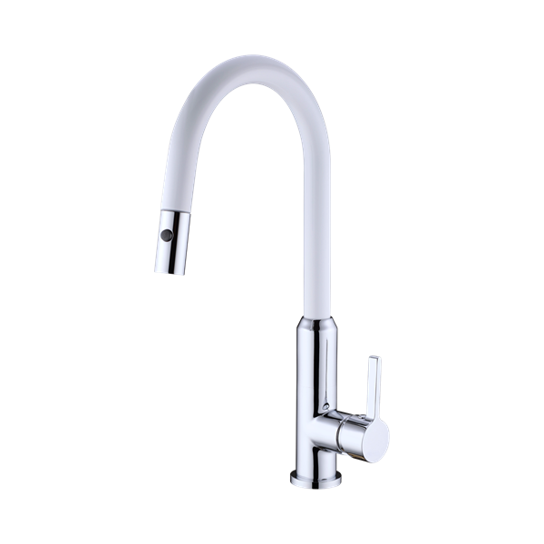 Nero Pearl Pull Out Sink Mixer With Vegie Spray Function Chrome White - NR231708CW