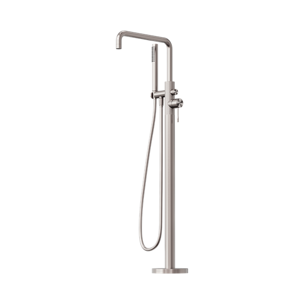 Nero Opal Freestanding Bath Mixer With Hand Shower Brushed Nickel - NR251903ABN