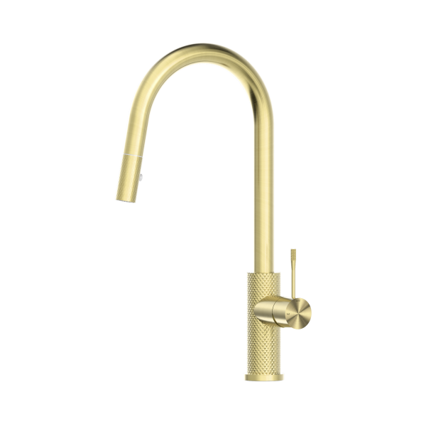 Nero Opal Pull Out Sink Mixer With Vegie Spray Function Brushed Gold - NR251908BG