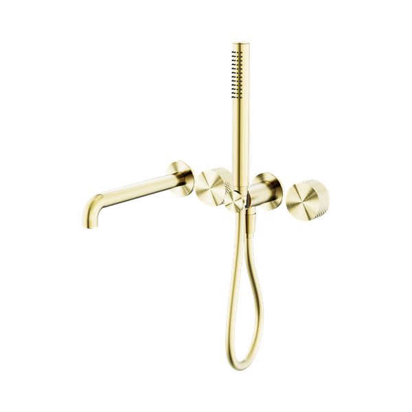 Nero Opal Progressive Shower System Separate Plate With Spout 250mm Brushed Gold - NR252003b250BG