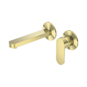 Nero Ecco Wall Basin/Bath Mixer Separate Back Plate Brushed Gold - NR301310bBG