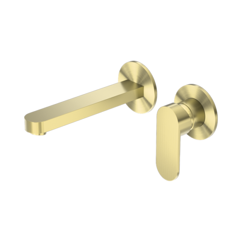 Nero Ecco Wall Basin/Bath Mixer Separate Back Plate Brushed Gold - NR301310bBG