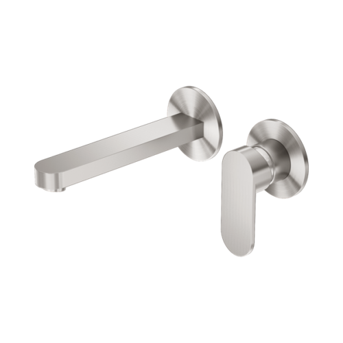 Nero Ecco Wall Basin/Bath Mixer Separate Back Plate Brushed Nickel - NR301310bBN