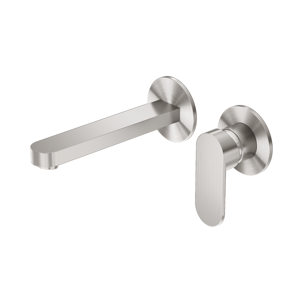 Nero Ecco Wall Basin/Bath Mixer Separate Back Plate Brushed Nickel - NR301310bBN