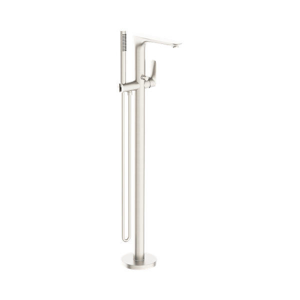 Nero Bianca Freestanding Bath Mixer With Hand Shower Brushed Nickel - NR321503aBN