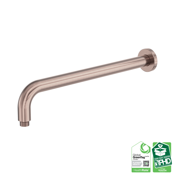 Nero Zen SS316L Round Shower Arm 400mm Length Brushed Bronze - NR509BZ